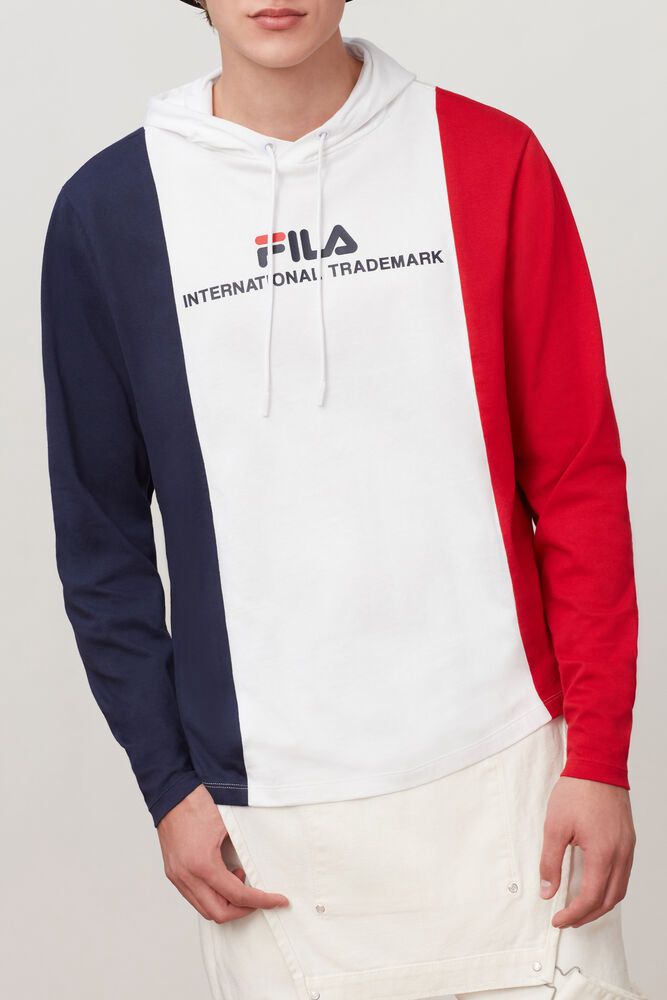 Fila Hoodie Mens White/Navy/Red Flavio Hooded Tee - Ireland 23187-OWUR